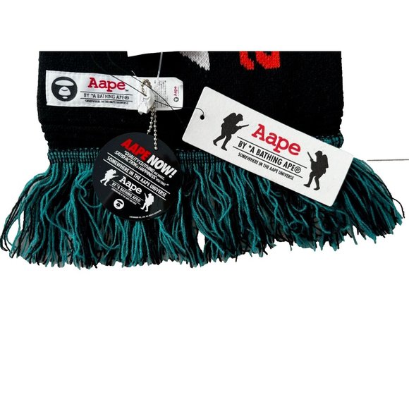 AAPE By A Bathing Ape Explorer Double Sided Fringe Knit Scarf - Picture 3 of 3